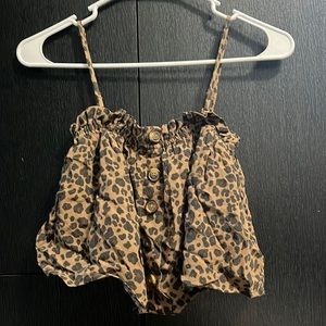 American Eagle Leopard Cropped Tank Top